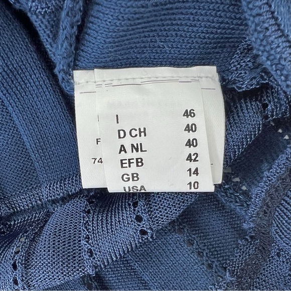 Missoni Blue Fitted Cotton Blend Knit V-Neck Mini Dress with Matching Liner - Picture 10 of 16